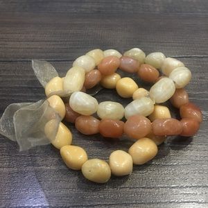 TAN TRIO, QUARTZ NUGGET BRACELETS